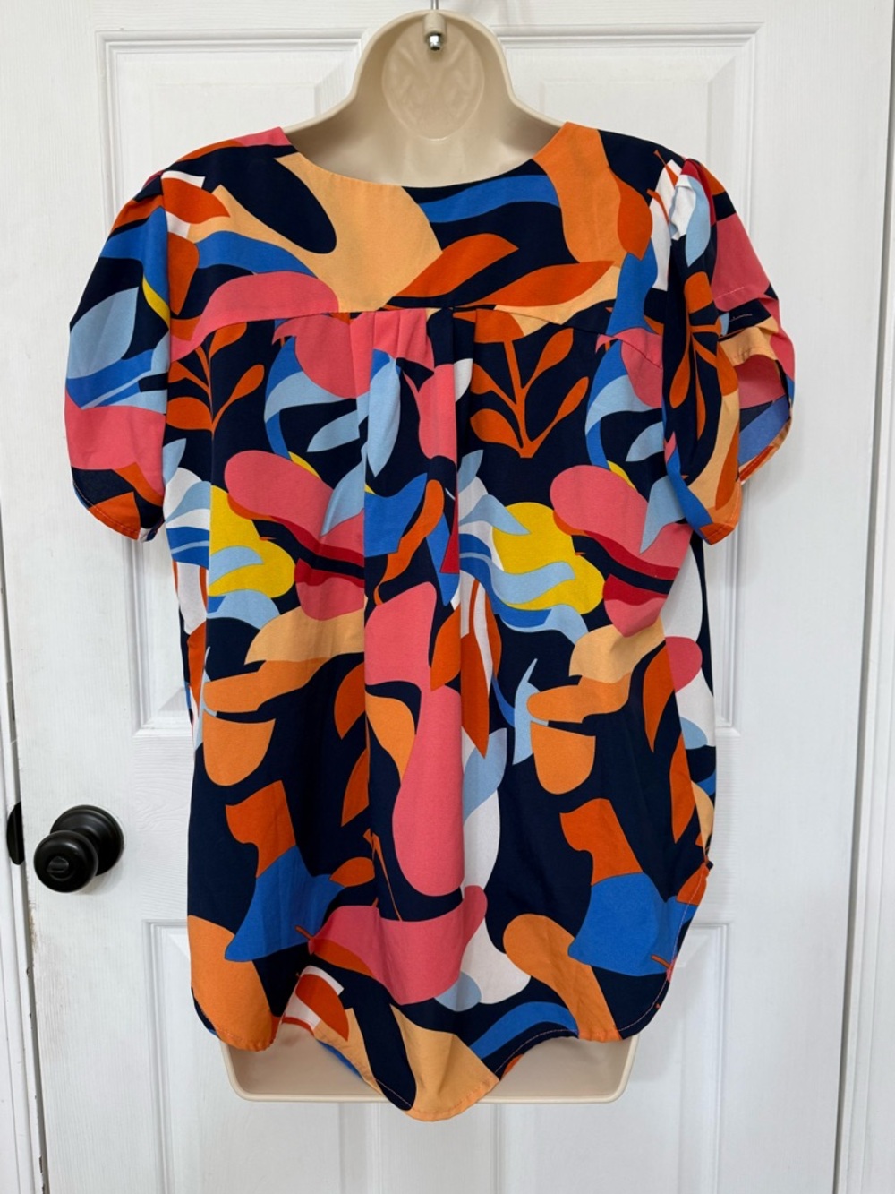 Umgee Abstract Print Blouse M Colorful Boho Top - Picture 5 of 11